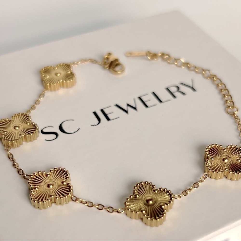 Gold Floral Bracelet by SC Jewelry